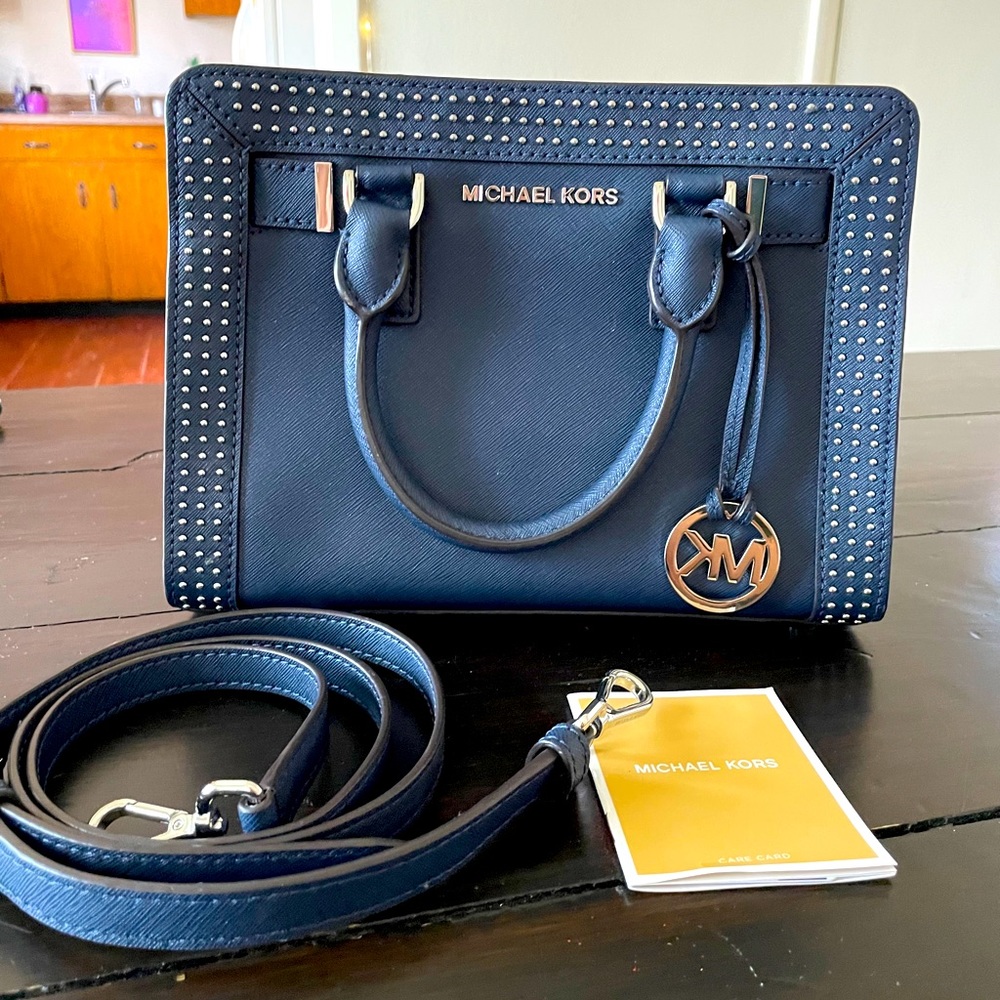 Michael Kors Navy Blue Leather Bag